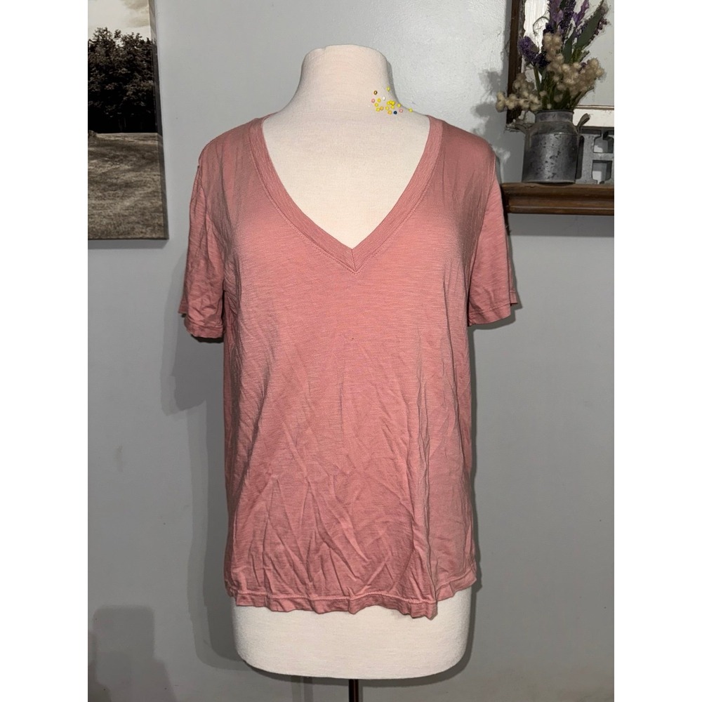 Marine Layer oversized pink v neck supine cotton modal blend top size small‎